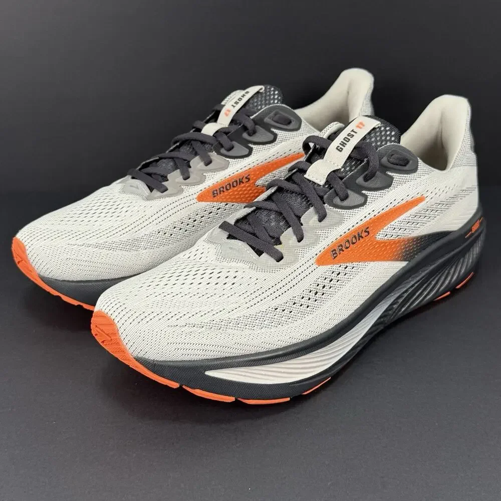 Brooks Ghost 17 Men’s 11,5 WIDE 2E Size Running Shoes Gray/Orange 1104422E048